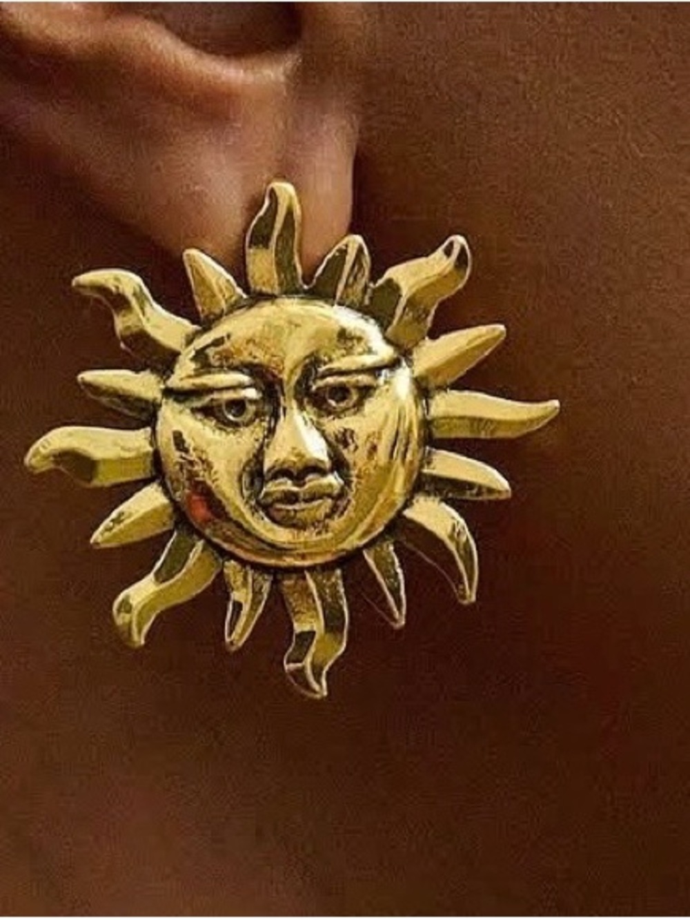 Sassy Jones Gold Sun Pendant Necklace and Earrings Set - Women Jewelry - Picture 2 of 2